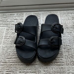Cougar Black Double Strap Slide Sandals
